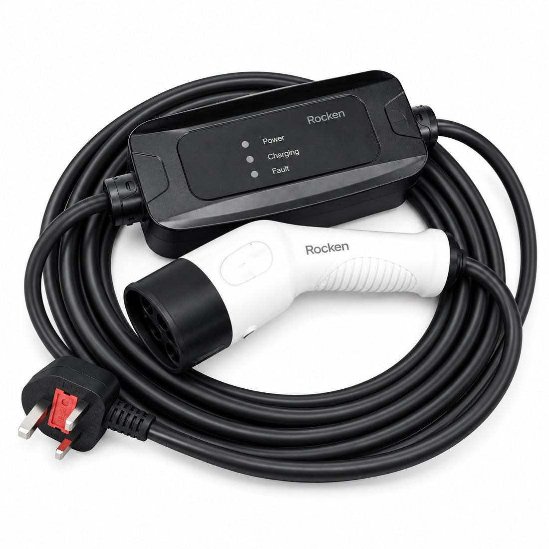 ROCKEN Type 2 Portable EV Charger – 10 A 2.2 kW, UK 3-Pin Plug