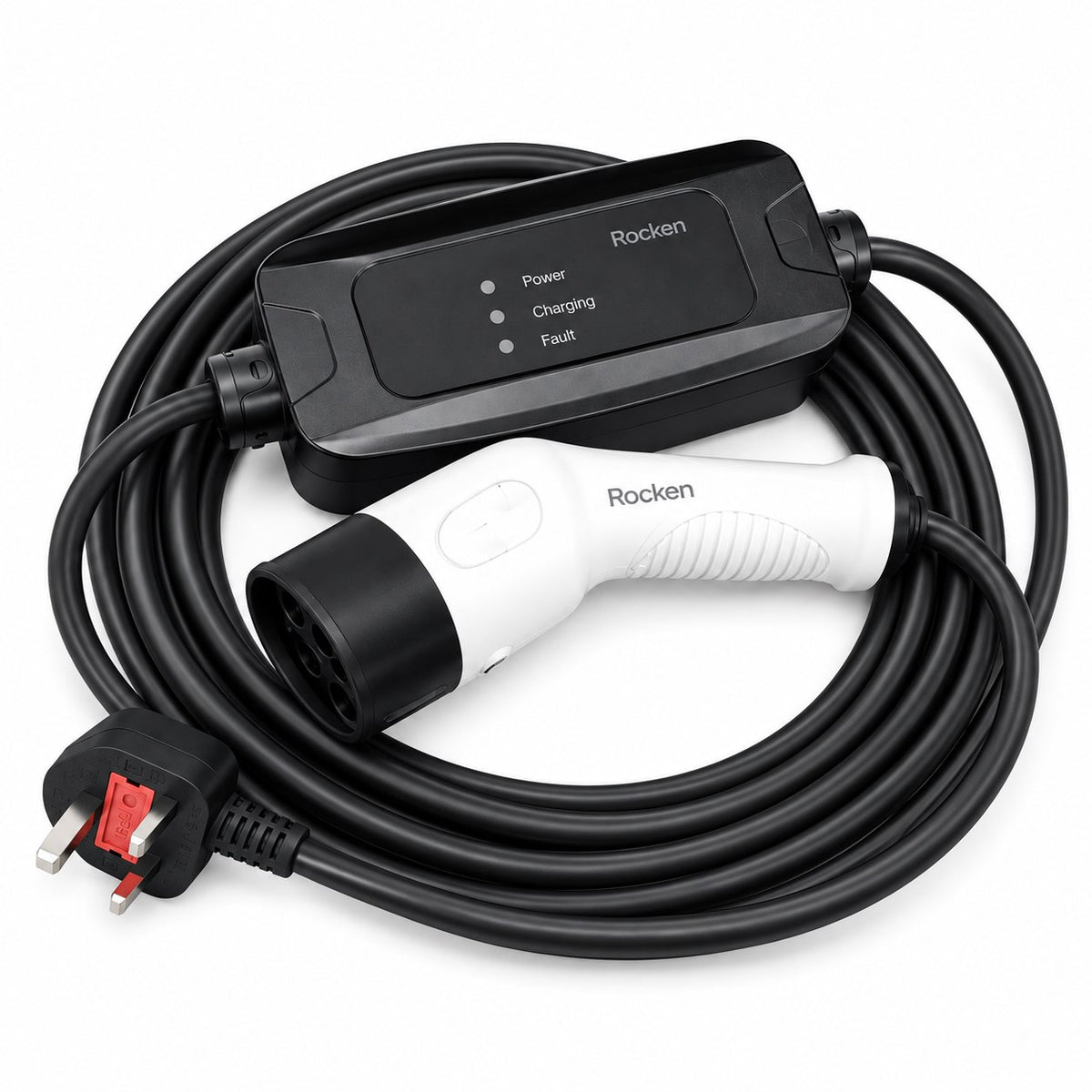 ROCKEN Type 2 Portable EV Charger – 10 A 2.2 kW, UK 3-Pin Plug