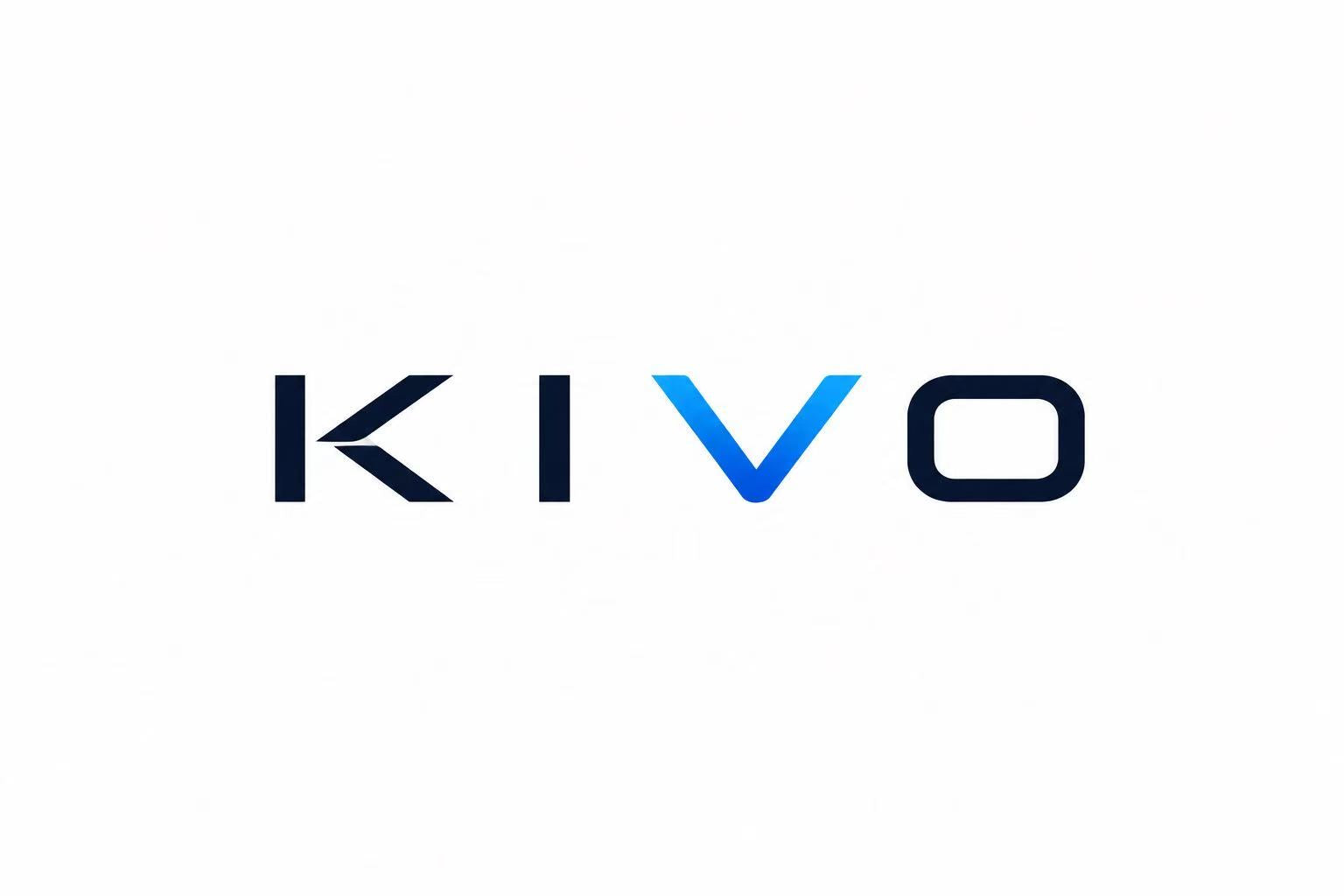 KIVO official logo — navy lettering with a blue gradient V