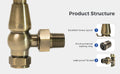 KIVO Traditional Thermostatic Corner Radiator Valve & Lockshield Set – 15 mm × 1/2"