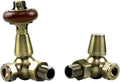 KIVO Traditional Thermostatic Corner Radiator Valve and Lockshield Set – Antique Brass