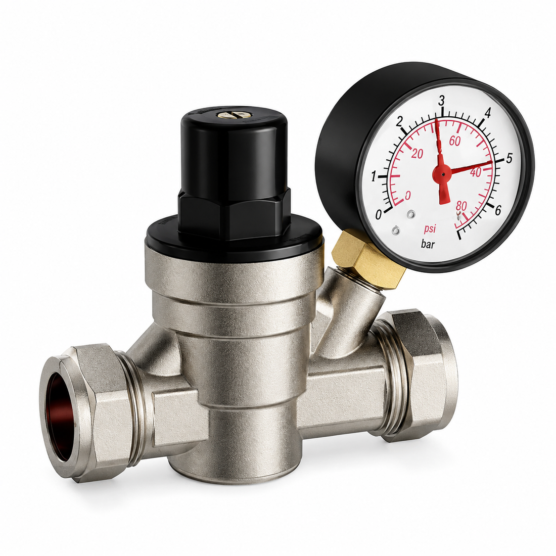 KIVO PRV001 Adjustable Pressure Reducing Valve with Gauge