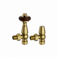 KIVO Traditional Thermostatic Angled Radiator Valve and Lockshield Set – Gold