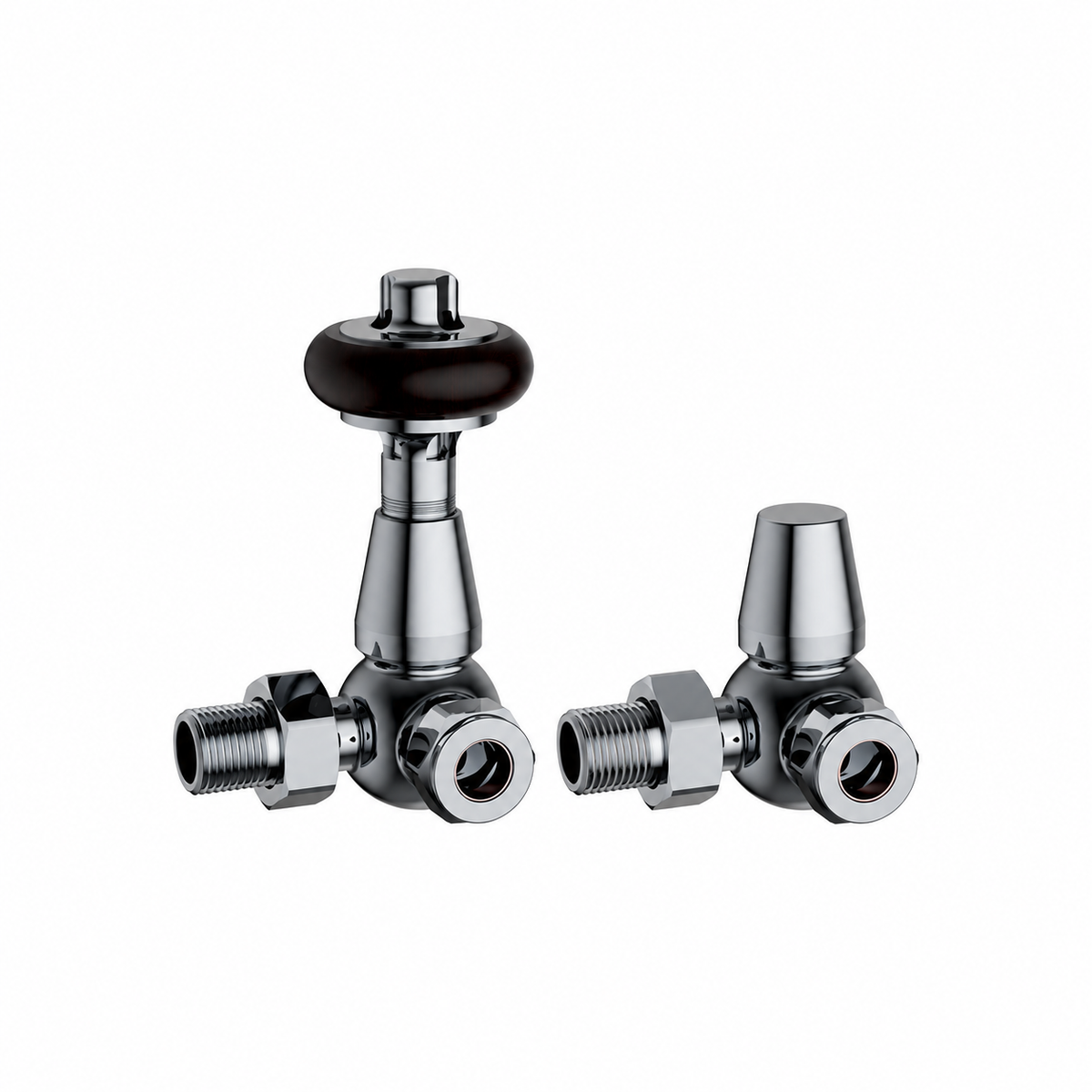 KIVO Traditional Thermostatic Corner Radiator Valve and Lockshield Set – Chrome