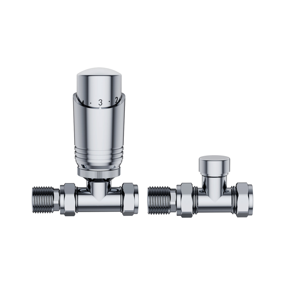 KIVO Straight Thermostatic Radiator Valve & Lockshield Set – VHTRV005