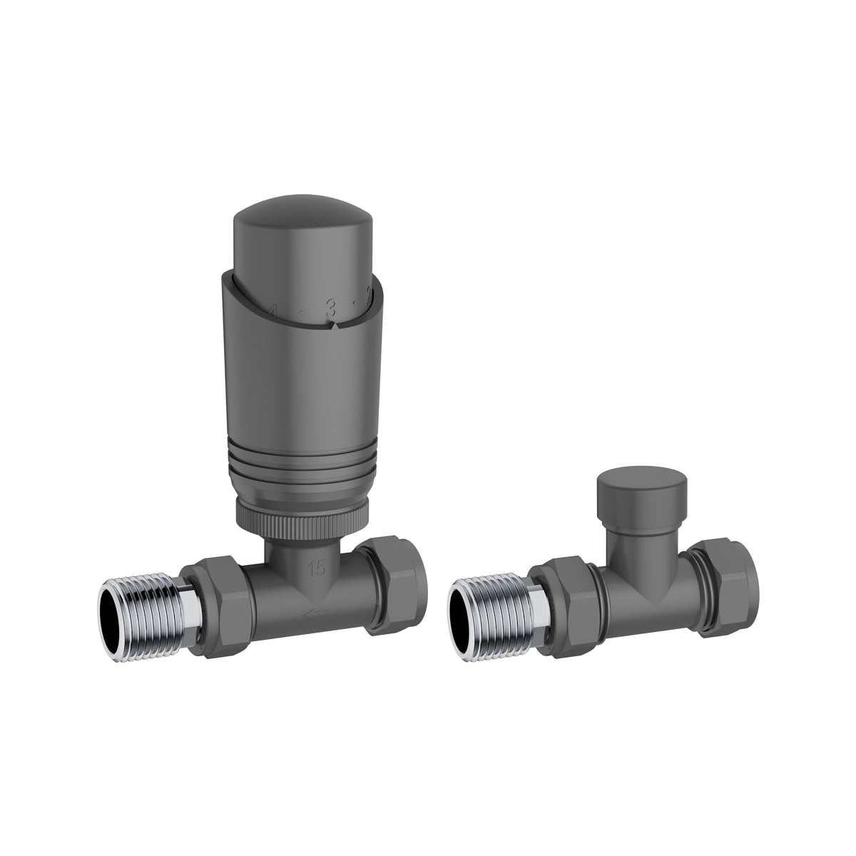 KIVO Straight Thermostatic Radiator Valve & Lockshield Set – VHTRV005