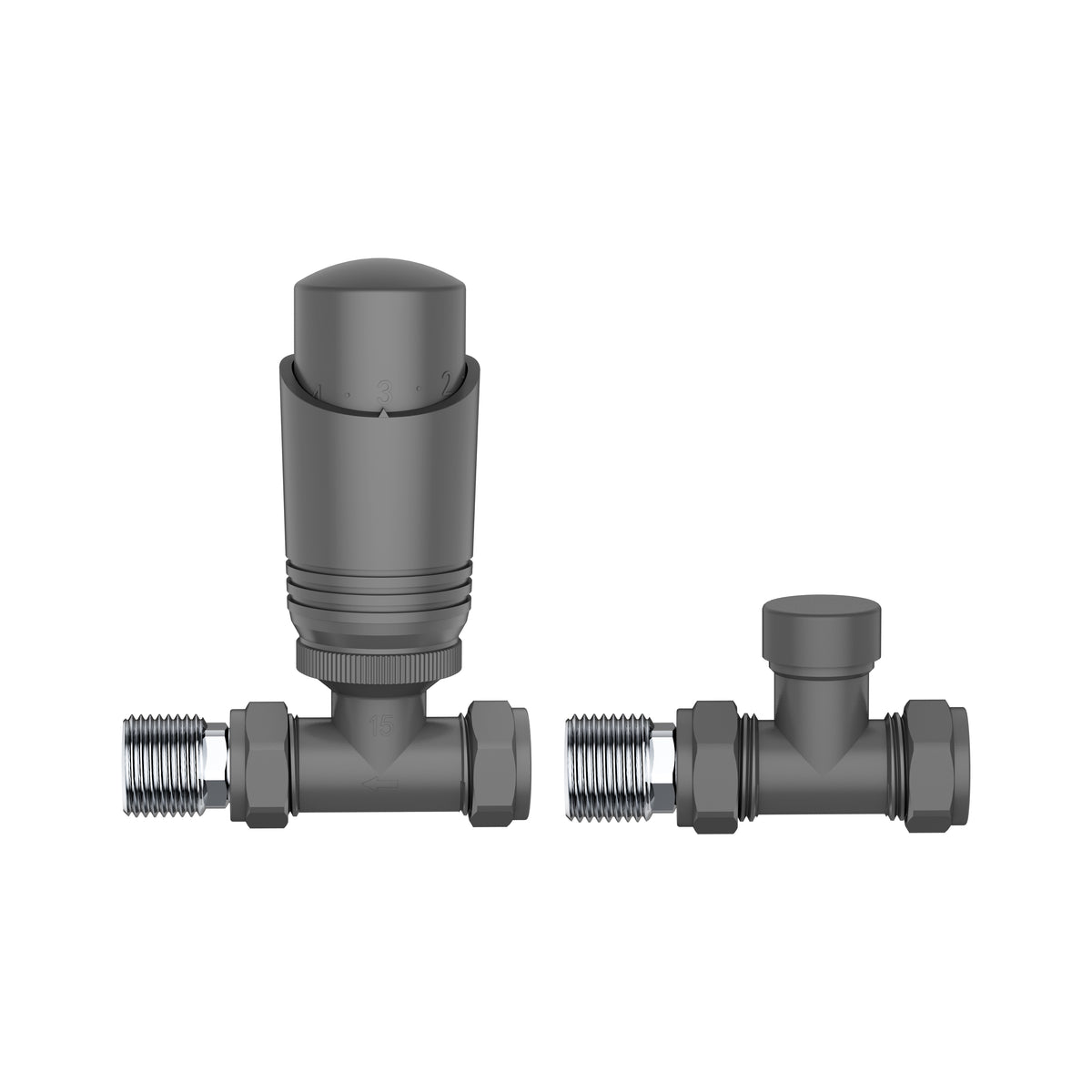 KIVO Straight Thermostatic Radiator Valve & Lockshield Set – VHTRV005