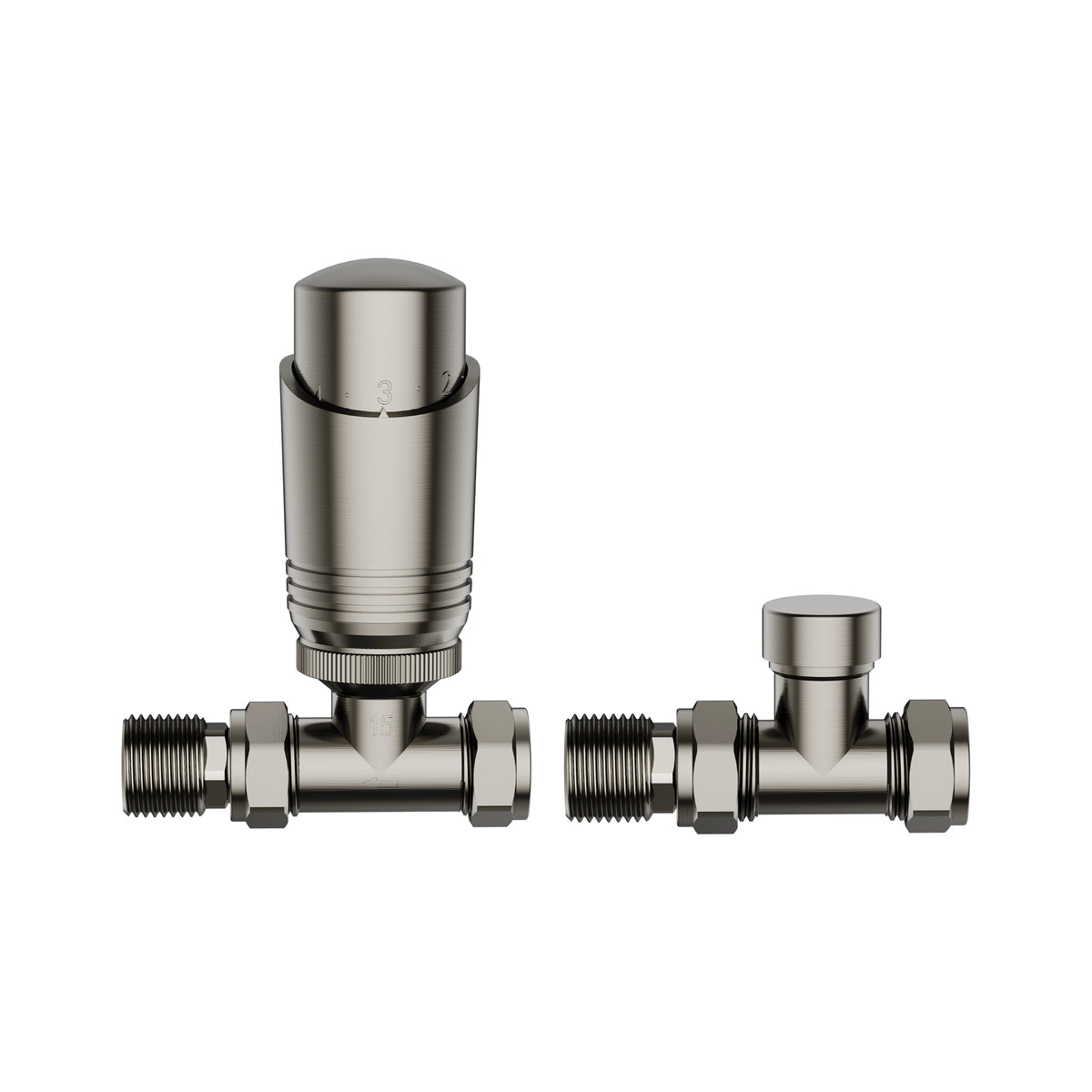 KIVO Straight Thermostatic Radiator Valve & Lockshield Set – VHTRV005