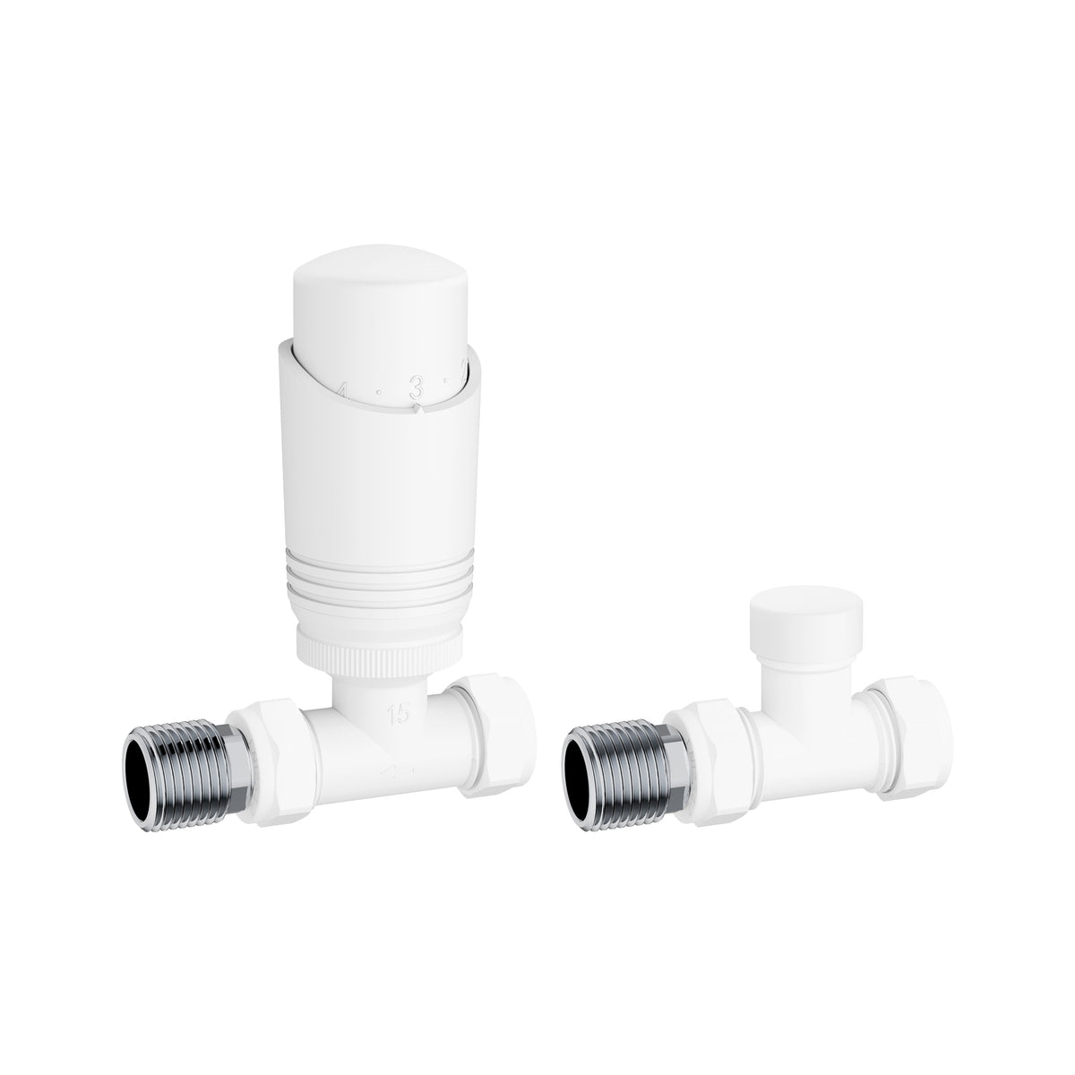 KIVO Straight Thermostatic Radiator Valve & Lockshield Set – VHTRV005