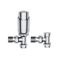 KIVO VHTRV006 angled thermostatic radiator valve and lockshield set in Polished Chrome
