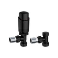 KIVO VHTRV006 angled thermostatic radiator valve and lockshield set in Matte Black