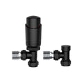 KIVO VHTRV006 angled thermostatic radiator valve and lockshield set in Matte Black
