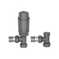 KIVO VHTRV006 angled thermostatic radiator valve and lockshield set in Matte Light Grey