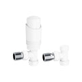 KIVO VHTRV006 angled thermostatic radiator valve and lockshield set in White