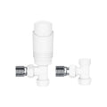 KIVO VHTRV006 angled thermostatic radiator valve and lockshield set in White