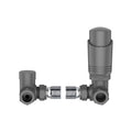 KIVO VHTRV007 Corner Thermostatic Radiator Valve & Lockshield Set – Matte Light Grey
