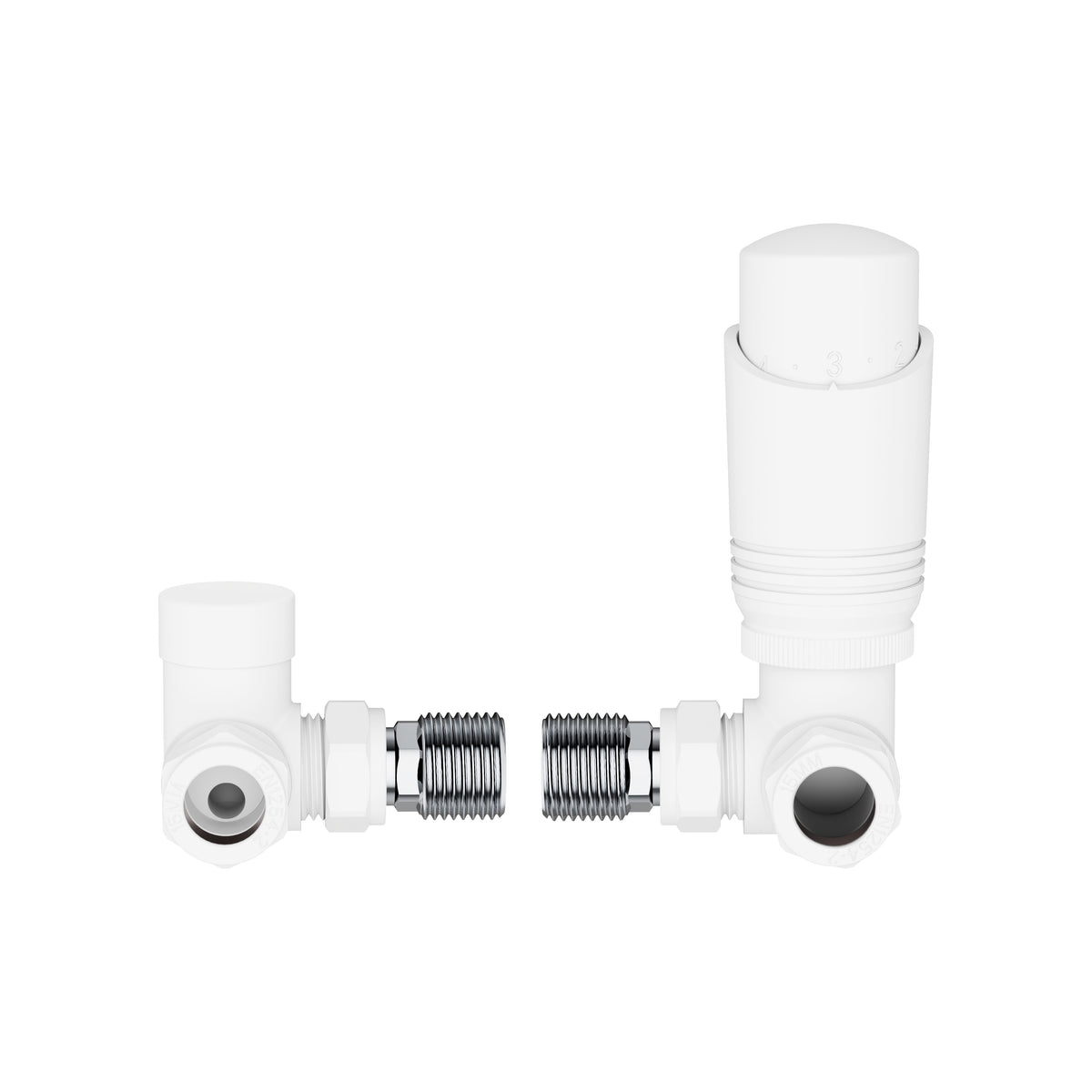 KIVO VHTRV007 Corner Thermostatic Radiator Valve & Lockshield Set – White