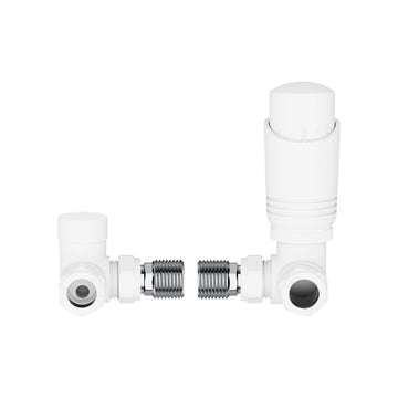 KIVO VHTRV007 Corner Thermostatic Radiator Valve & Lockshield Set – White